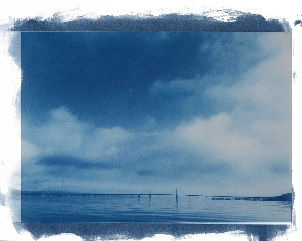 tappan zee bridge, cyanotype