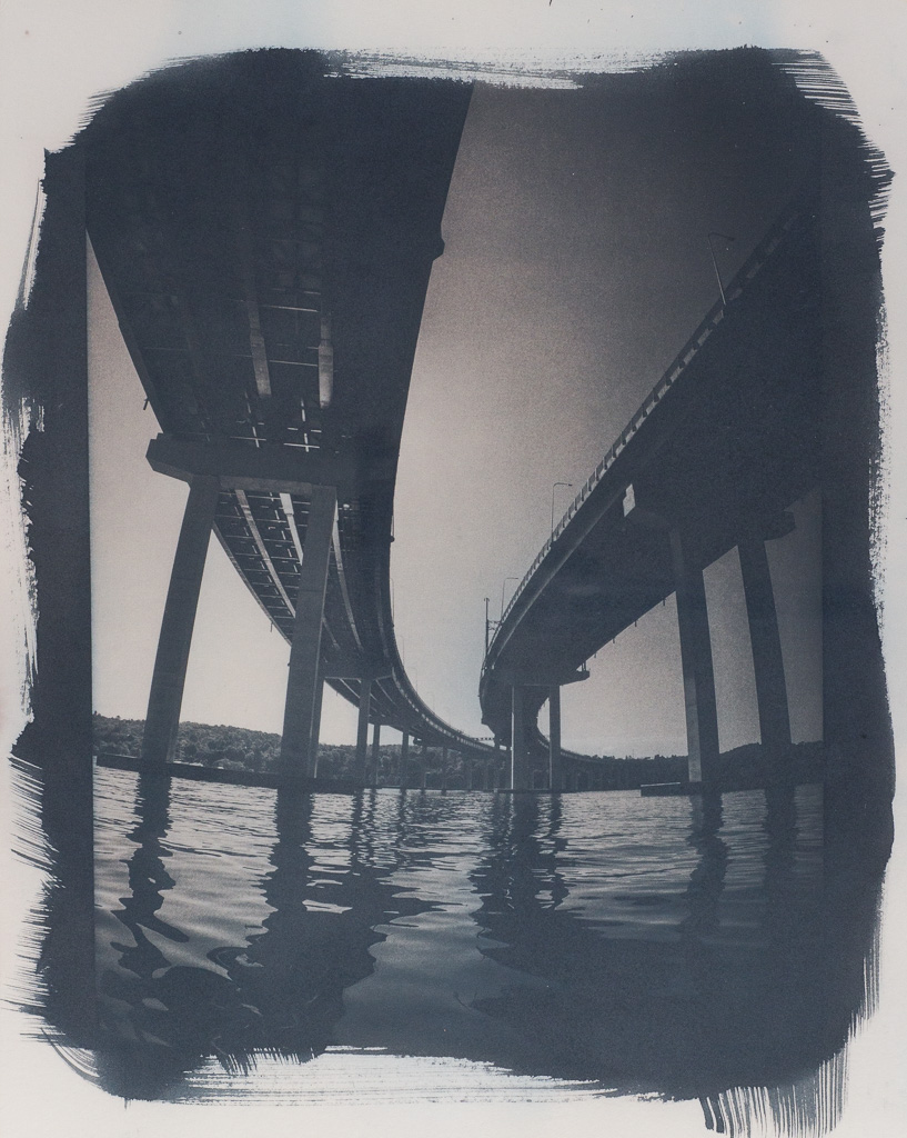 tappan zee bridge, cyanotype, oak galls